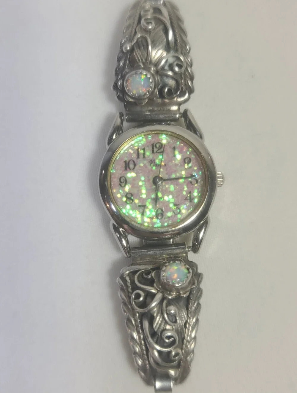 Nadia Women’s Native American Benjamin James Sterling Silver Opal Inlay Watch